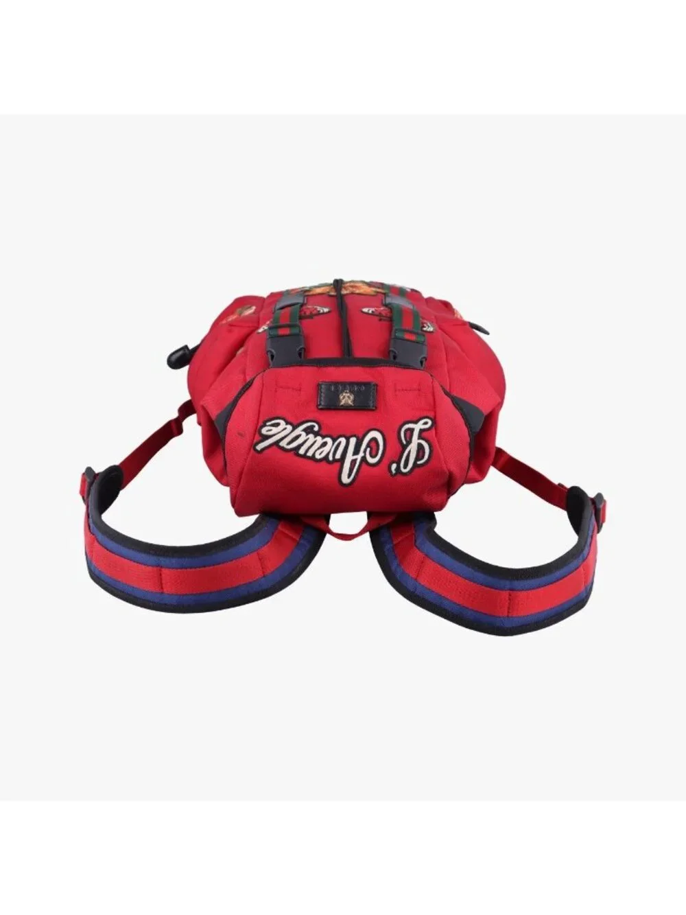 Gucci Techno Vintage Web la Vougre Pal Amour Embroidery Red Canvas Backpack